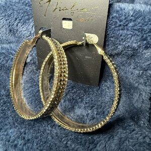 Thalia Sodi Gold Rhinestone Hoop Earrings